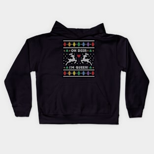 Oh Dear, I'm Queer // Funny LGBTQ Ugly Christmas Sweater Kids Hoodie